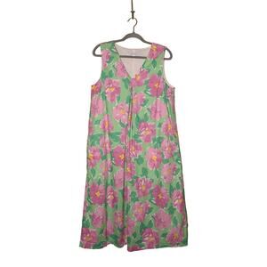 URBAN REVIVO $129 V-Neck Sleeveless Trapeze Midi Dress Pink‎ Floral Print US 10